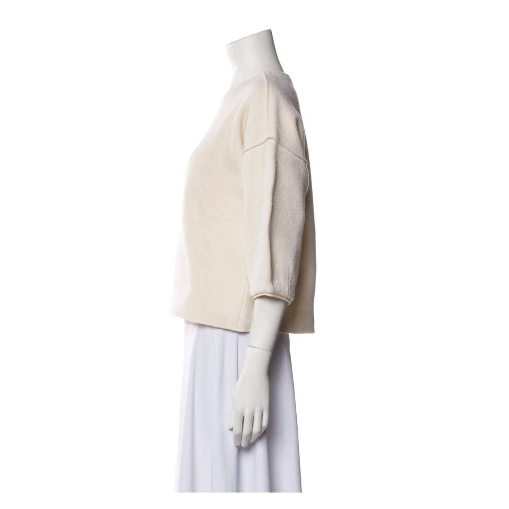 Alice + Olivia Wool Cropped Scooped Neck Three-quarter Sleeve Sweater Size M - Picture 2 of 14